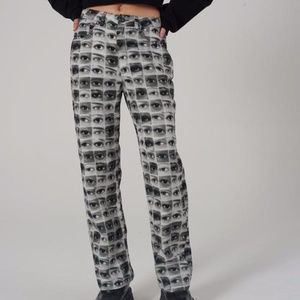NEW Ragged Priest Knowledge Pant Eye Print Jeans- US size 0 2 XXS XS /UK 6